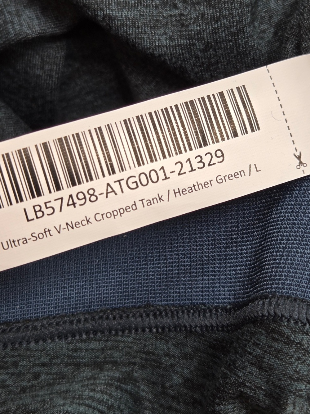 NWT QUINCE Ultra-Soft V-Neck Cropped Tank Large Heather Green 9255 - Picture 7 of 11